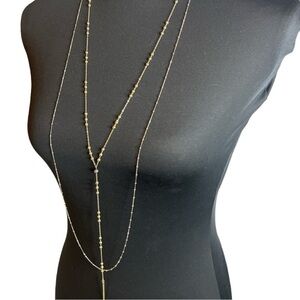 Dogeared long spear beaded lariat necklace with pendant